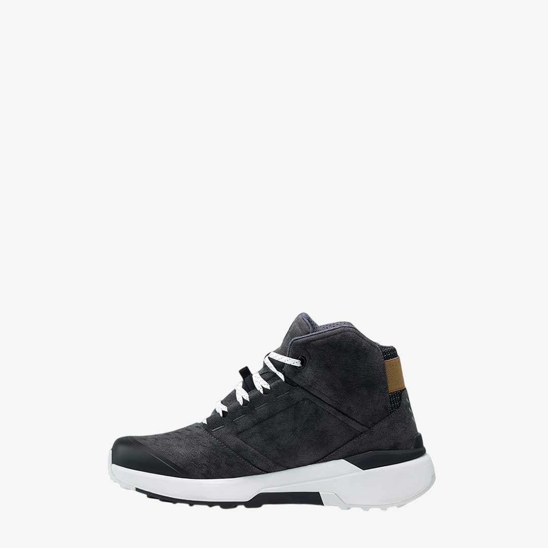 side of nucleus suede black motorbike shoes