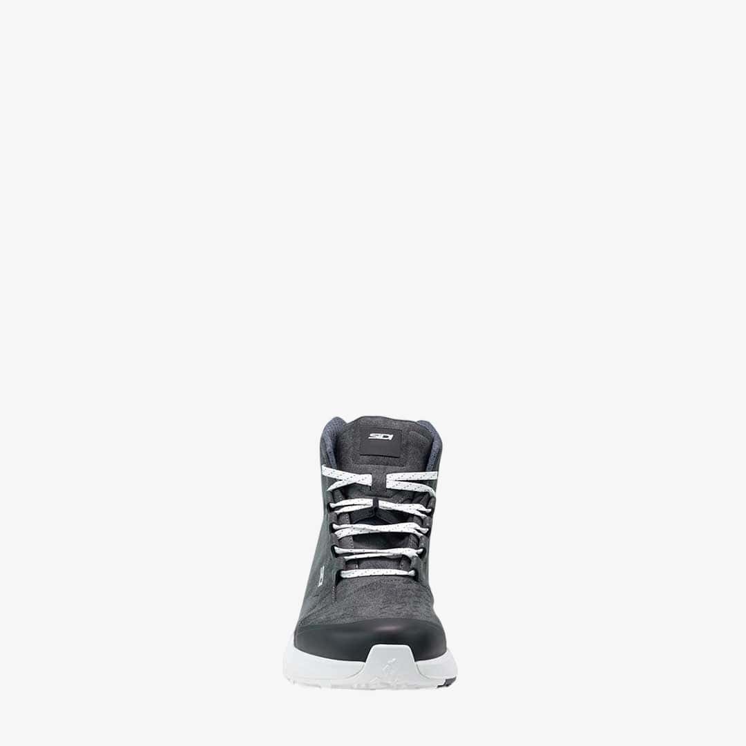 front of lace up motorcycle trainers with white details