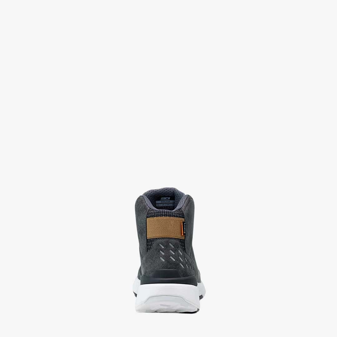 back of black and white waterproof suede shoes