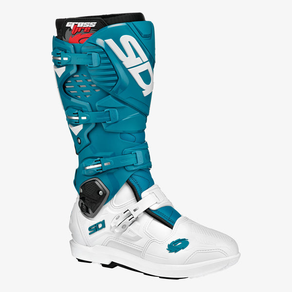 Crossfire 3 SRS White & Petrol Blue Motorcycle Boots – Sidi UK