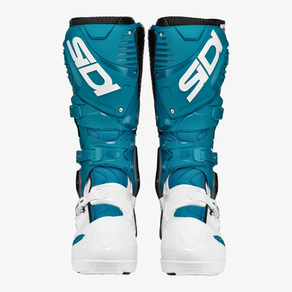 Crossfire 3 SRS White & Petrol Blue Motorcycle Boots