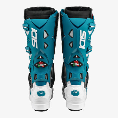 Crossfire 3 SRS White & Petrol Blue Motorcycle Boots