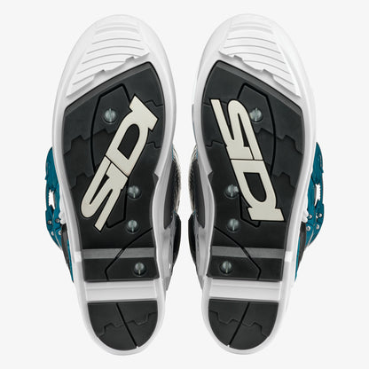 Crossfire 3 SRS White & Petrol Blue Motorcycle Boots