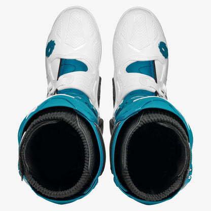 Crossfire 3 SRS White & Petrol Blue Motorcycle Boots