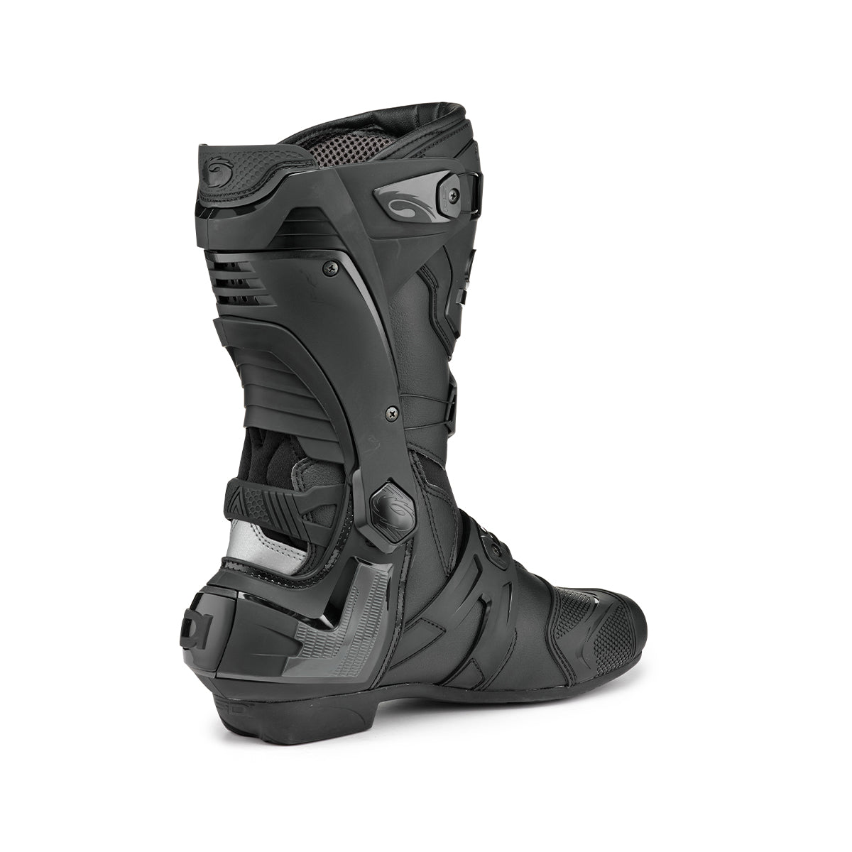side view of a pair of Sdi Rex black motorcycle boots
