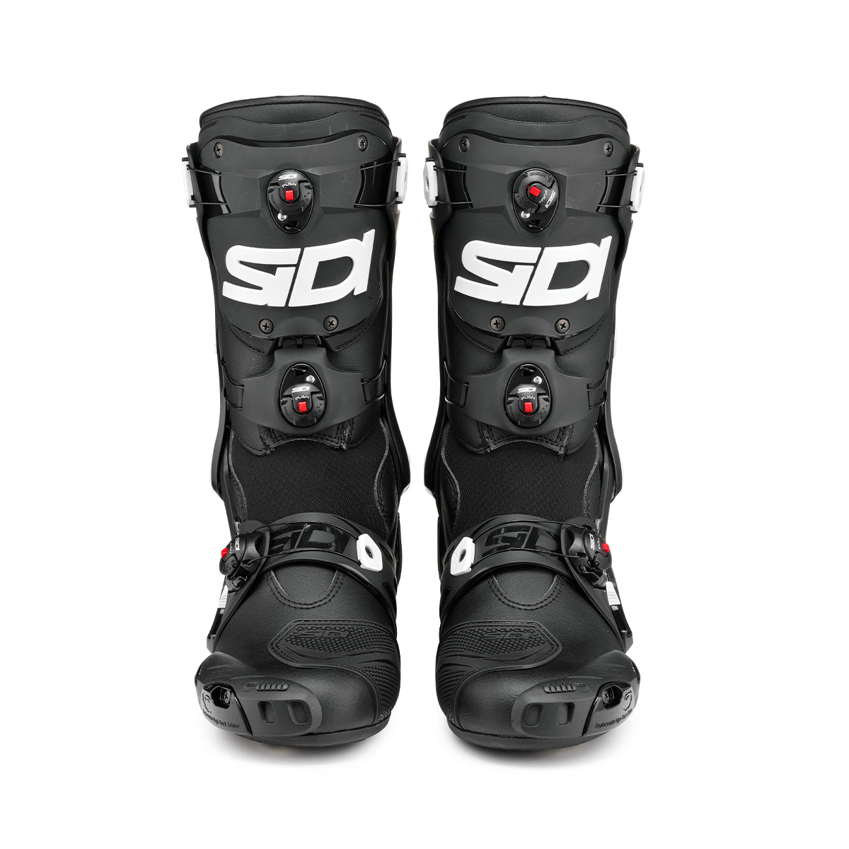 front of a pair of Sidi Rex motorbike boots in black