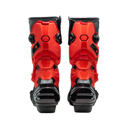 back of a pair of Sidi Vertigo 2 motorbike boots in black and red