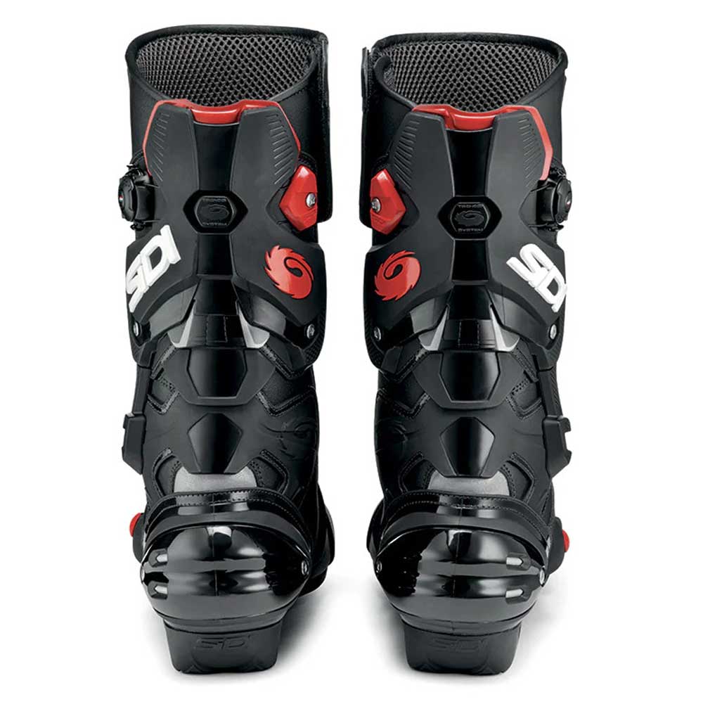 back of a pair of Sidi Vertigo 2 motorbike boots in black