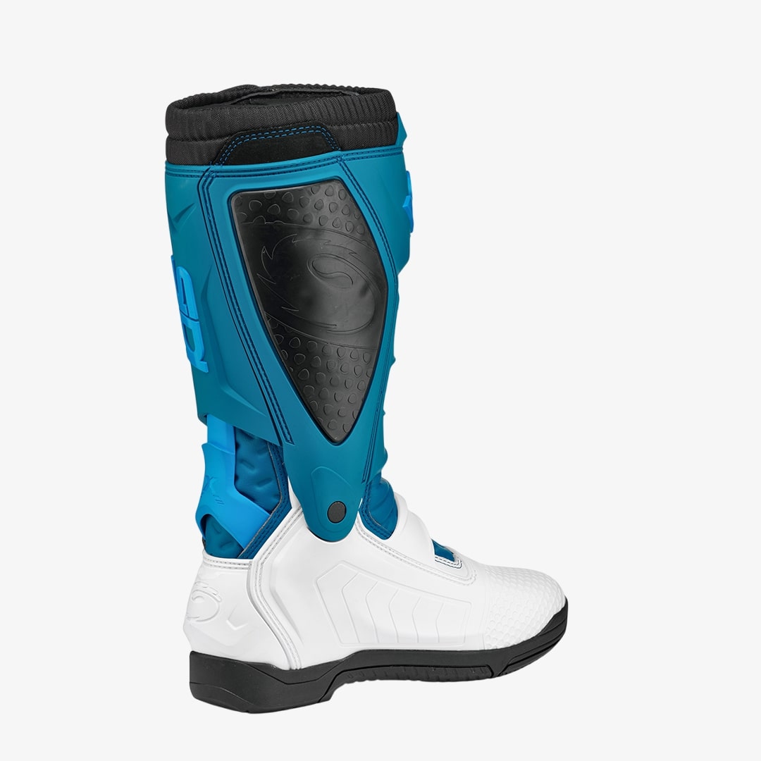 X-Power White & Petrol Blue Motorcycle Boots
