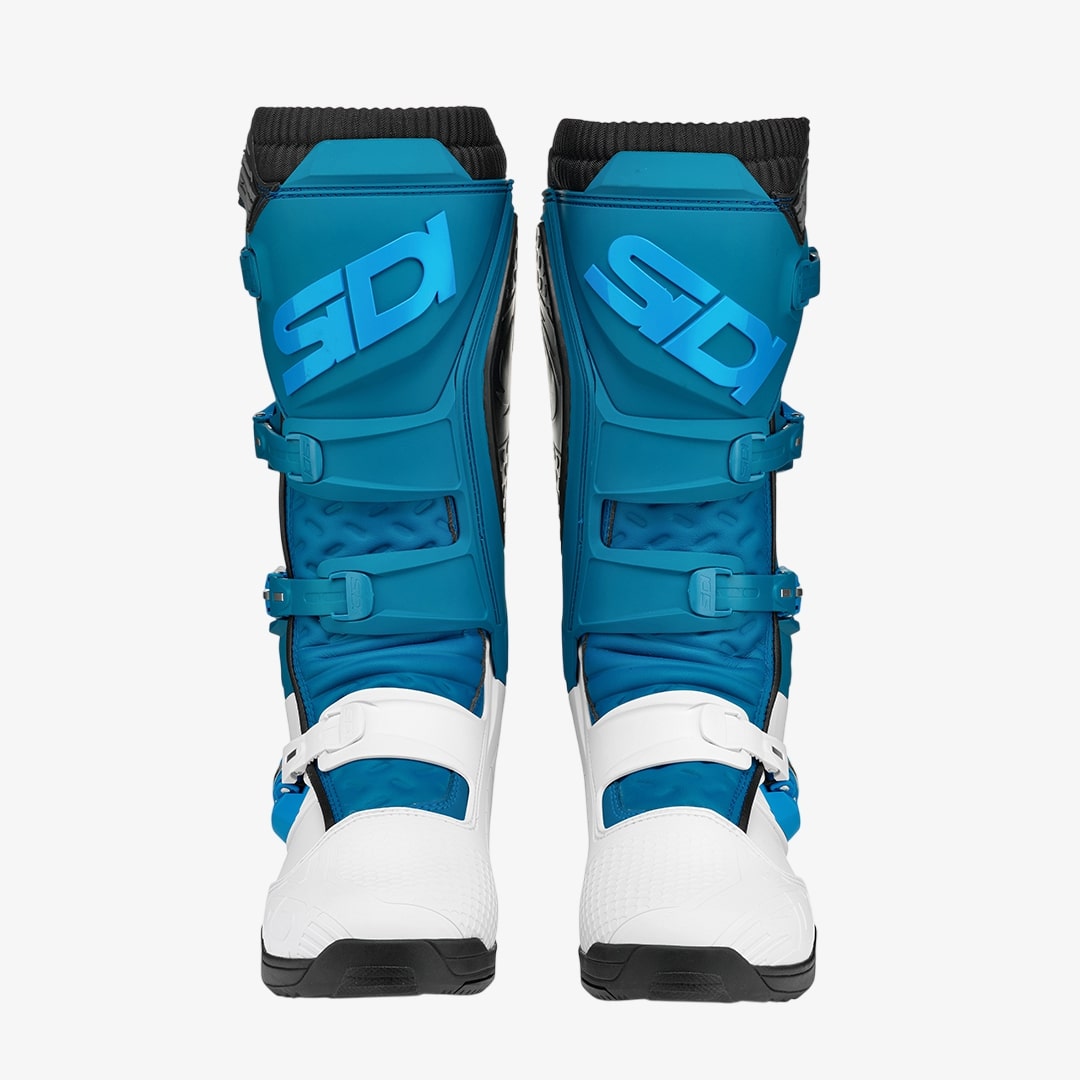 X-Power White & Petrol Blue Motorcycle Boots