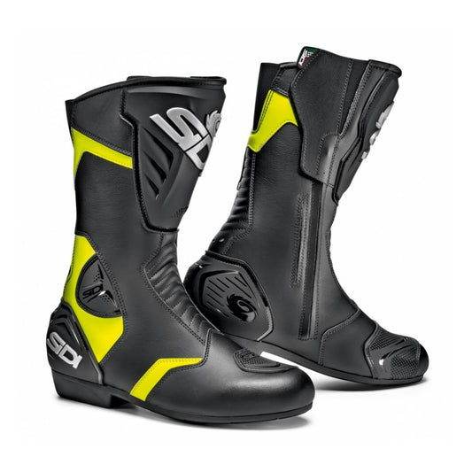 Black Rain Black & Yellow Motorcycle Boots - Size 39