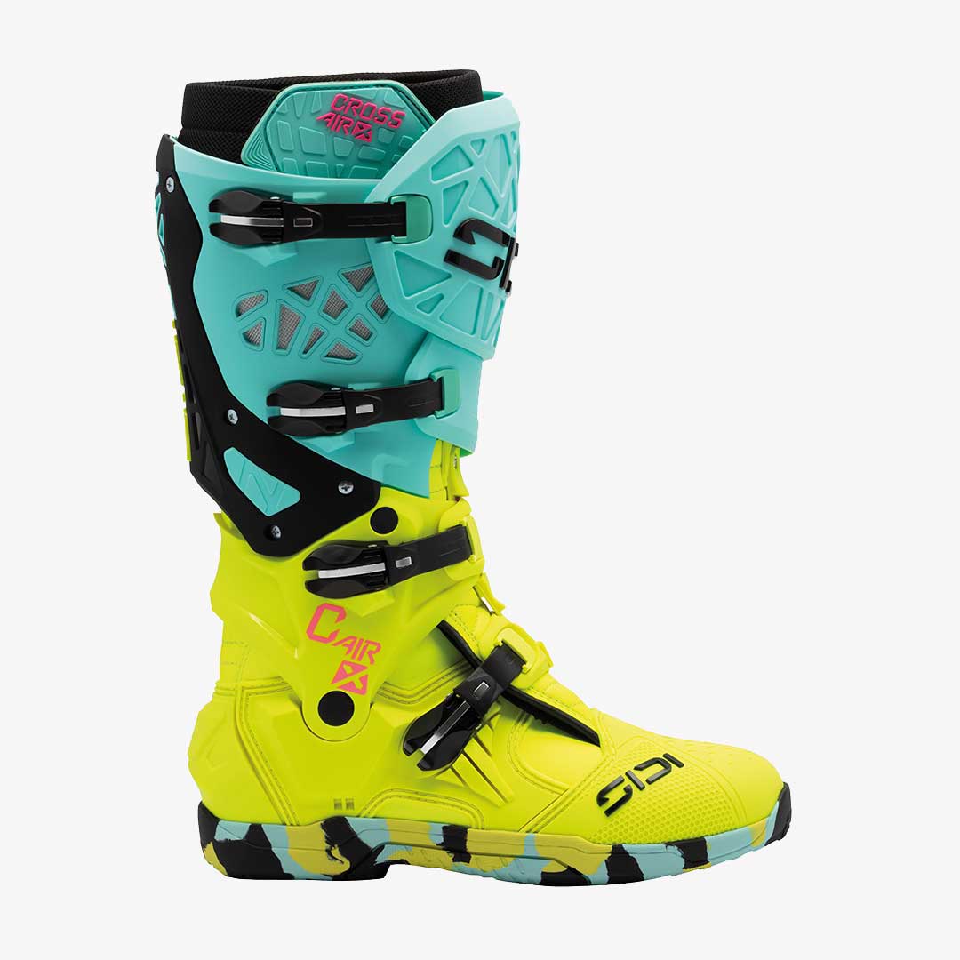 Crossair X Mint Green & Fluorescent Yellow Motorcycle Boots