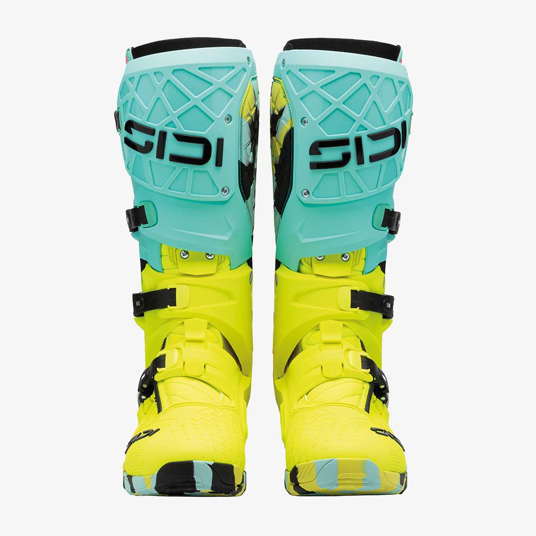Crossair X Mint Green & Fluorescent Yellow Motorcycle Boots