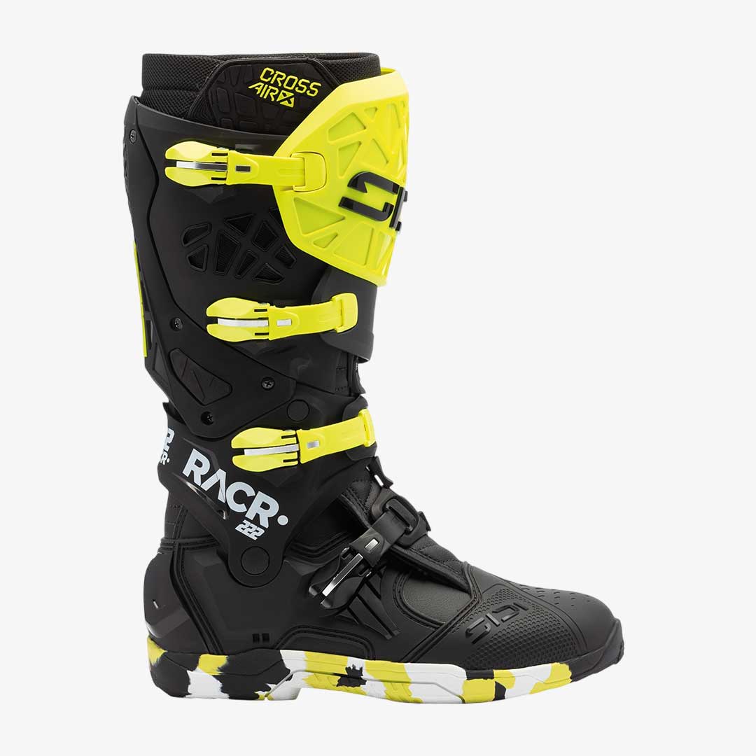Crossair X RACR Limited Edition Black & Yellow Motorcycle Boots