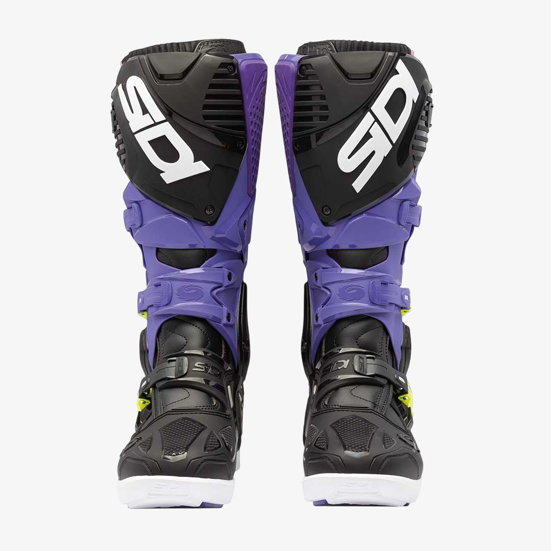 Crossfire 3 SRS Purple Violet, Black & Fluorescent Yellow Motorcycle Boots