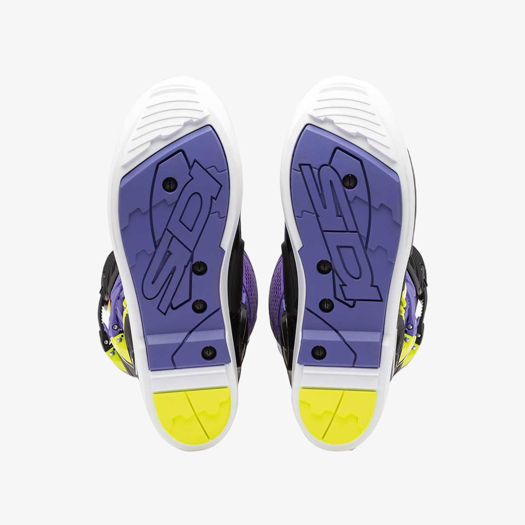 Crossfire 3 SRS Purple Violet, Black & Fluorescent Yellow Motorcycle Boots