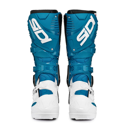 Crossfire 3 SRS White & Petrol Blue Motorcycle Boots