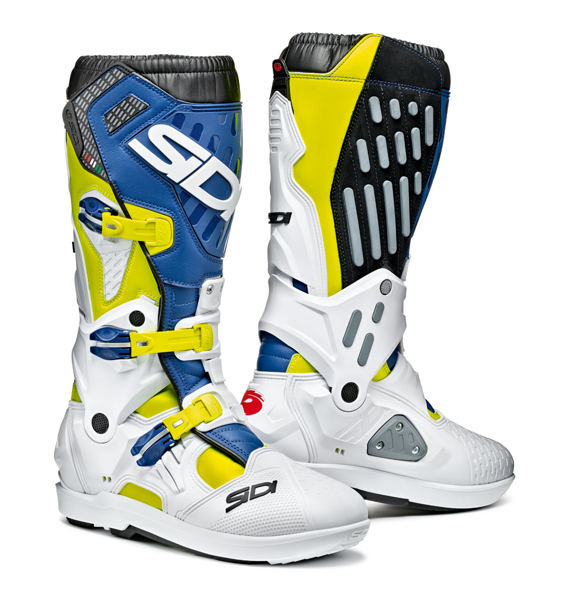 Atojo SRS White, Blue & Yellow Fluo Motorcycle Boots - Size 41