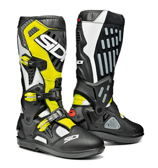 Atojo SRS White, Black & Yellow Fluo Motorcycle Boots