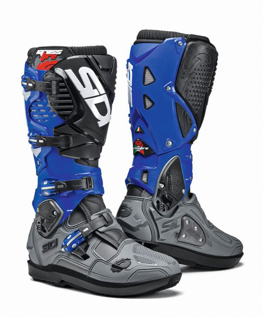 Crossfire 3 SRS Grey, Blue & Black Motorcycle Boots
