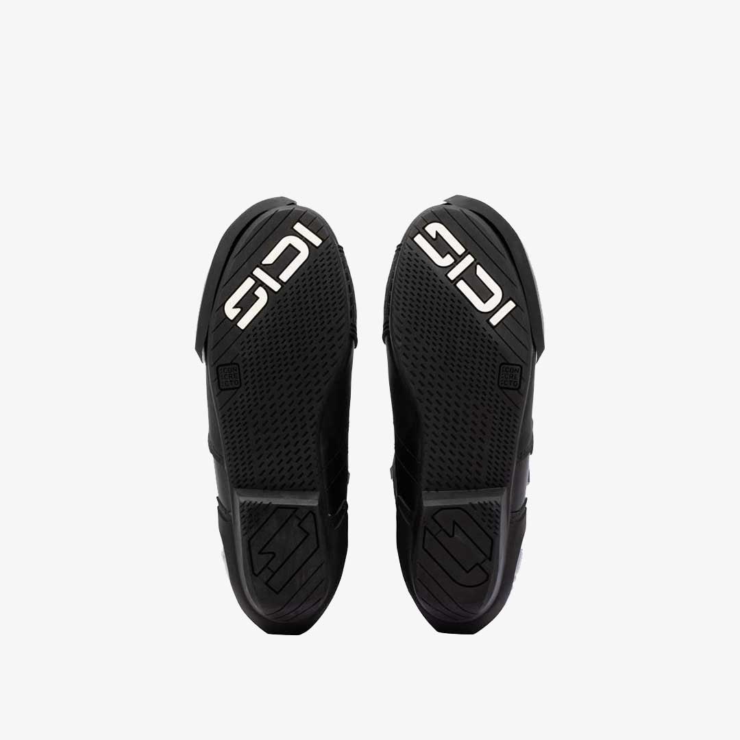 Black motorcycle boots with 'SIDI' branding on a white background